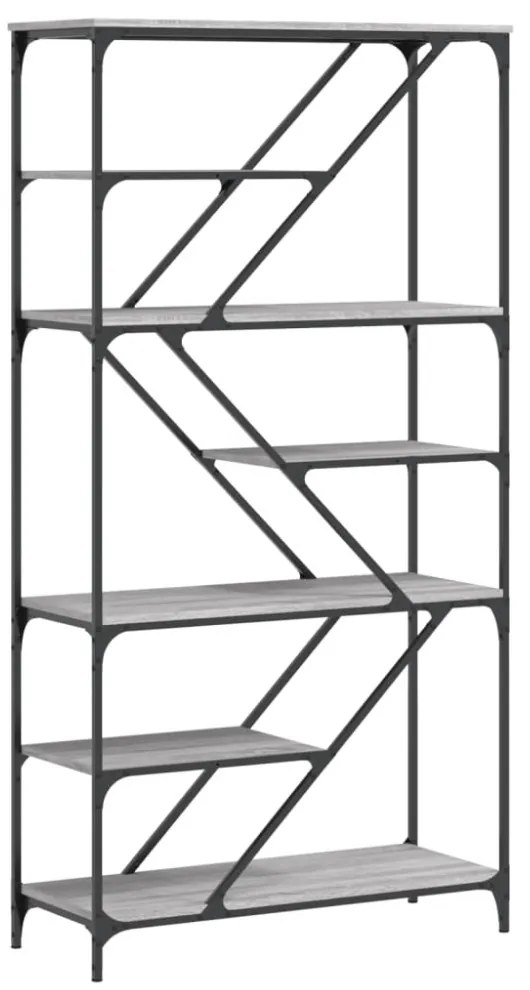 szürke sonoma szerelt fa és acél könyvespolc 91x36x176 cm