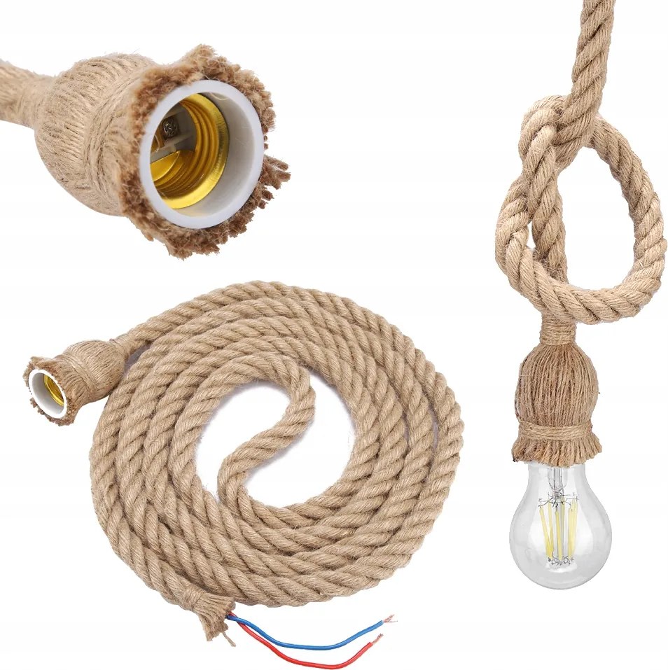 Mennyezeti Függőlámpa Kötél E27 Retro 3 Méter