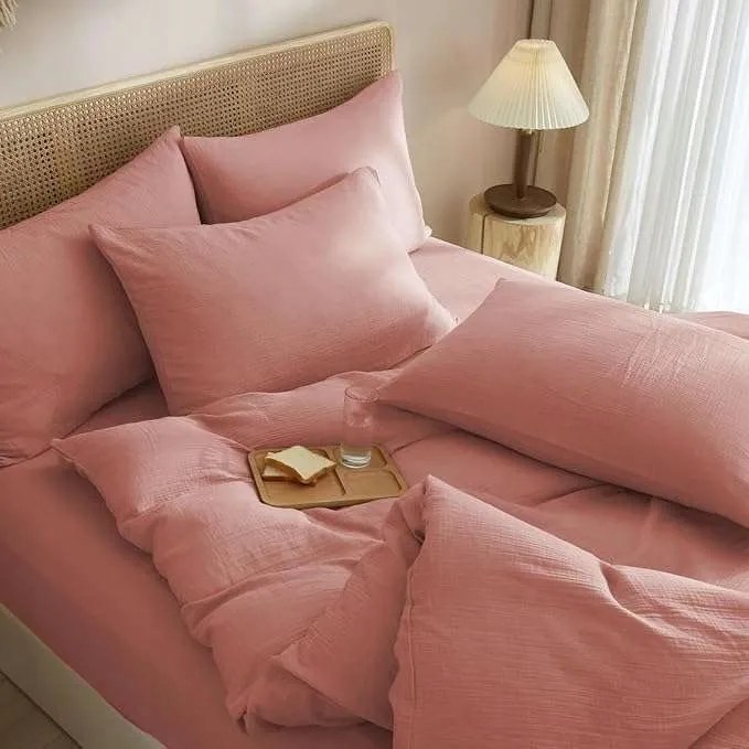 Paplanhuzat 220 x 240 cm pamut ágyneműhuzat garnitúra 3 db-os rózsaszín