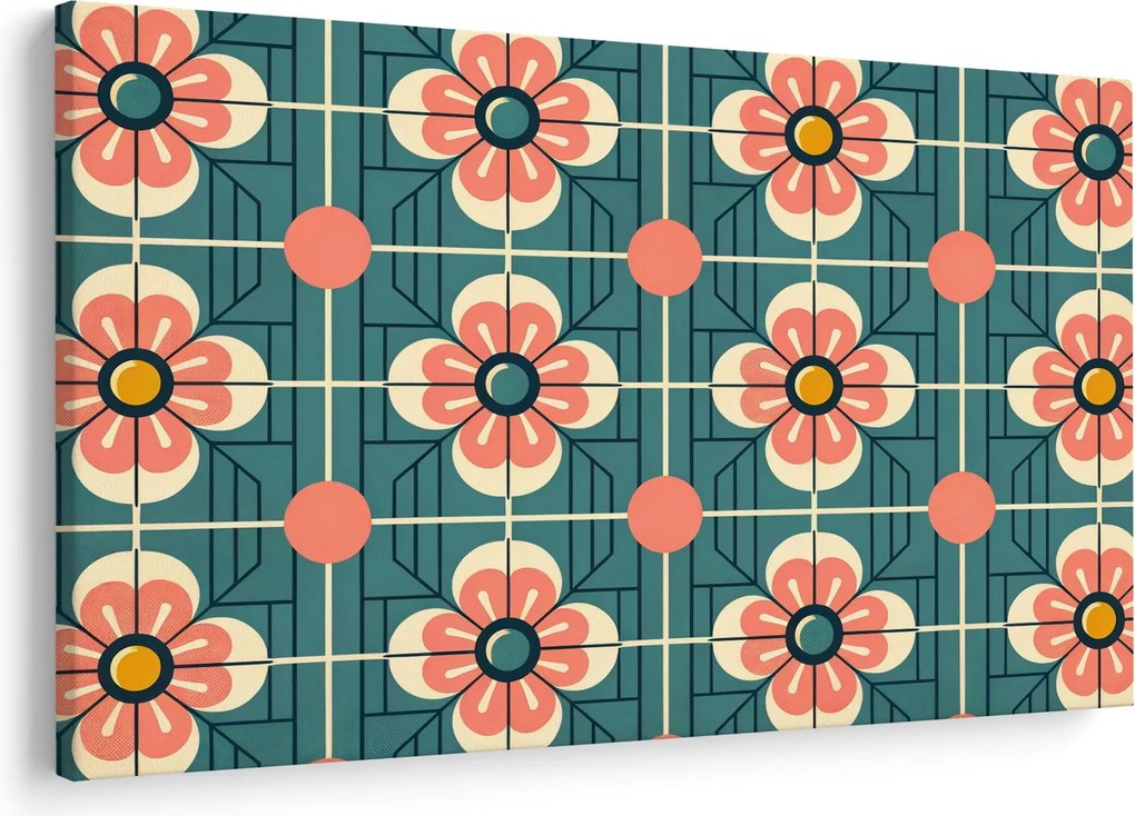 Kép - Retro virágminta (90x60 cm)