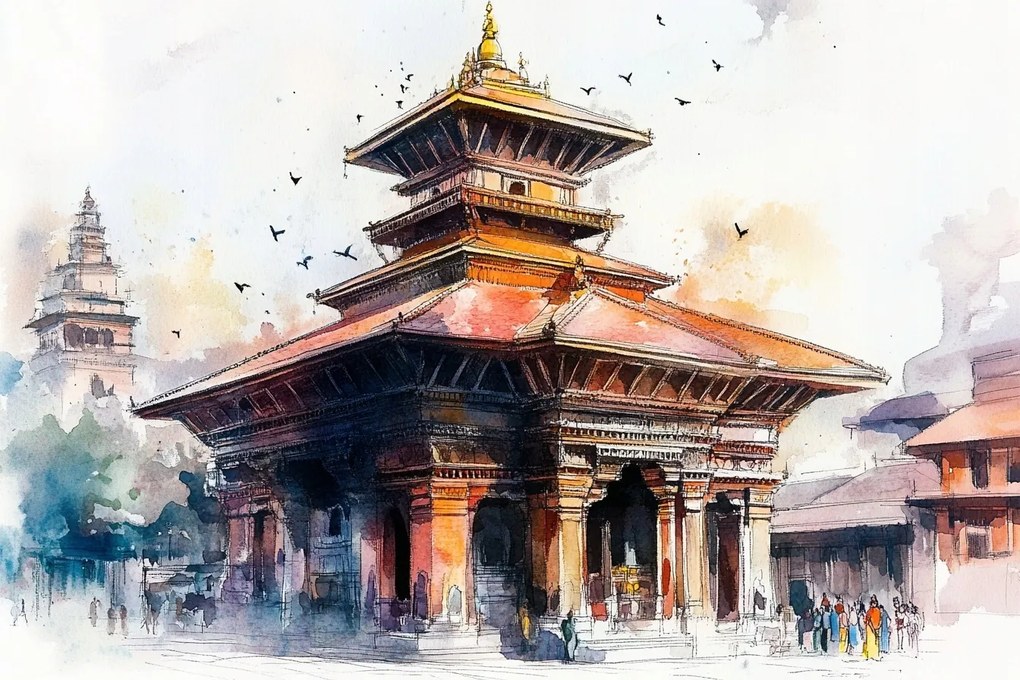 Canvas Katmandu Vászonkép Nepál Templom Durbar Tér Orient 120x80