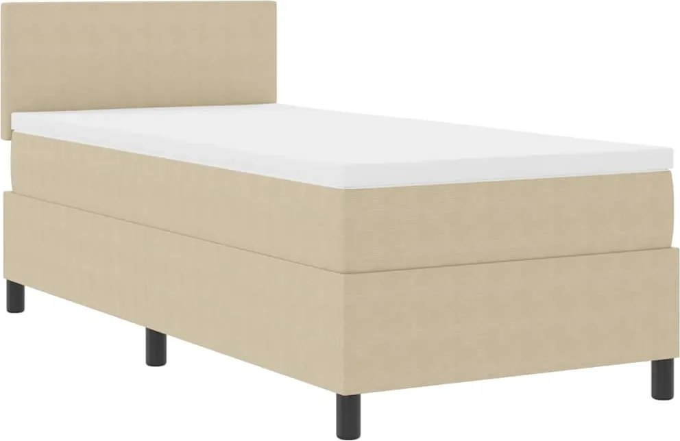 vidaXL Boxrugós ágy fejtámlával Világosszürke és fehér 100 x 200 cm