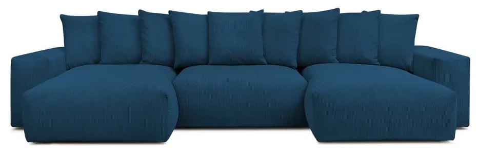Sötétkék kordbársony sarokkanapé Voltaire – Bobochic Paris