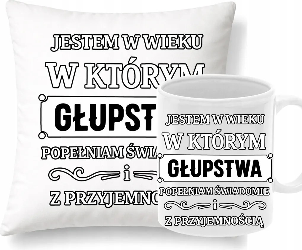 Párna Bögre Vicces szett Hülyéket követek el tudatosan a kollégámnak