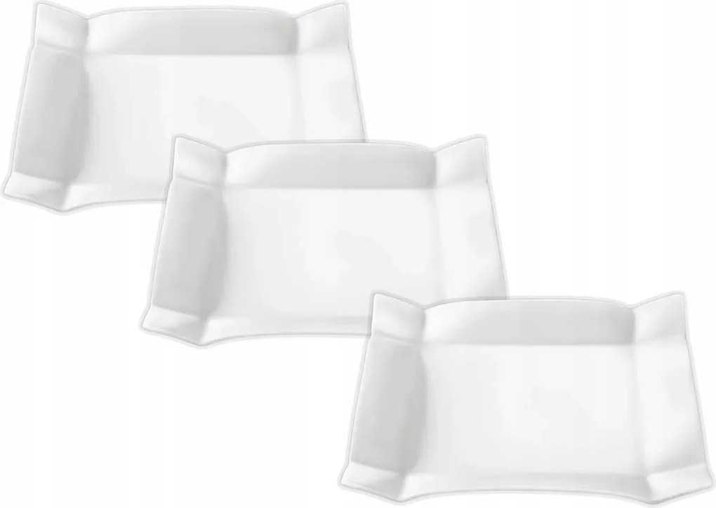 Desszert tányér 20x20 cm fehér porcelán Wilmax szögletes csempe 3 db