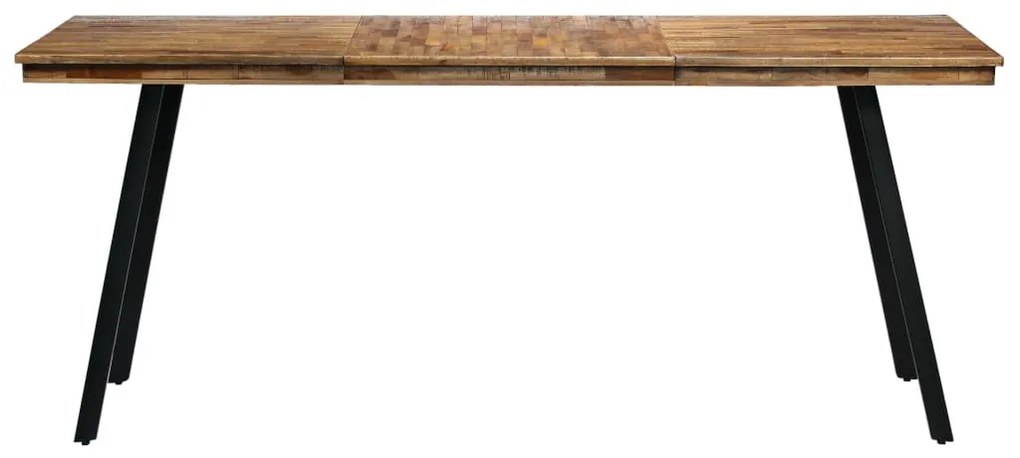 Tömör újrahasznosított tíkfa/acél étkezőasztal 180 x 90 x 76 cm