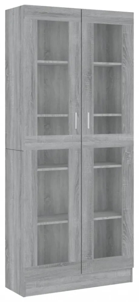 szürke sonoma szerelt fa vitrinszekrény 82,5x30,5x185,5 cm