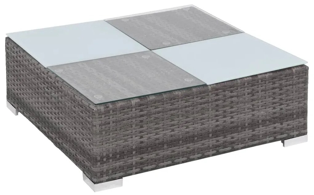 8-részes szürke polyrattan kerti bútorszett párnákkal