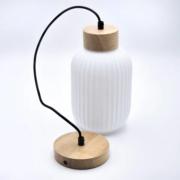 Csillár zsinóron HARMONY 1xE27/15W/230V átm. 14 cm fehér/tölgy