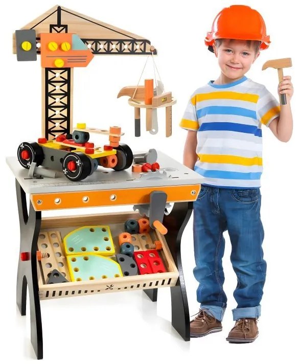 ECOTOYS Fa műhely gyerekeknek - szerszámos asztal