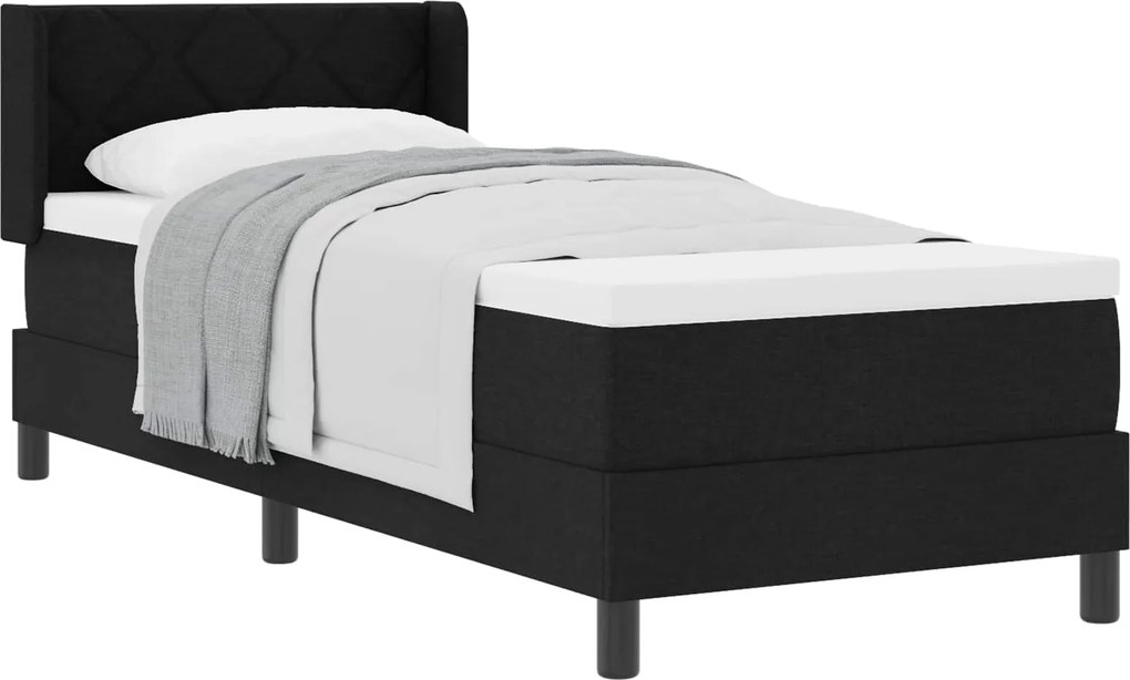 vidaXL Boxrugós ágy matracmal Fekete 200 x 80 cm Poliészter