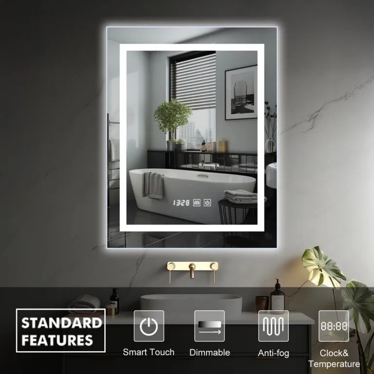 IREDA Fürdőszobatükör LED világítás 60 x 80 cm