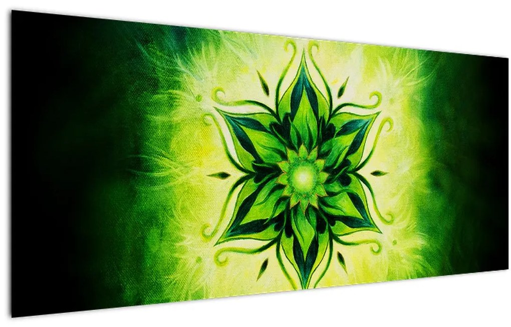 Kép - Virág mandala zöld háttérrel (120x50 cm)