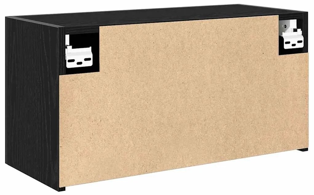fekete szerelt fa fali fürdőszobaszekrény 60x25x30 cm