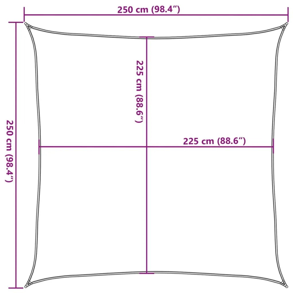sárga HDPE napvitorla 160 g/m² 2,5 x 2,5 m