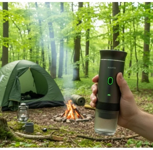 Aligator ACM002 - PortaCaffé hordozható, újratölthető 3 az 1-ben kávéfőző, 72W/7500 mAh, szürke