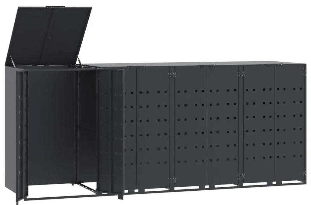 antracit acél tároló 4 szemeteskukához 276 x 79 x 117 cm