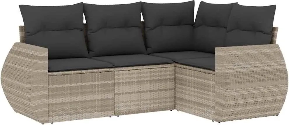 vidaXL 4 részes világosszürke polyrattan kerti ülőgarnitúra párnákkal