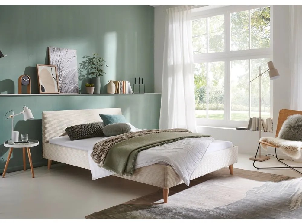 Bézs kárpitozott franciaágy ágyrács nélkül 140x200 cm Wicki – Meise Möbel