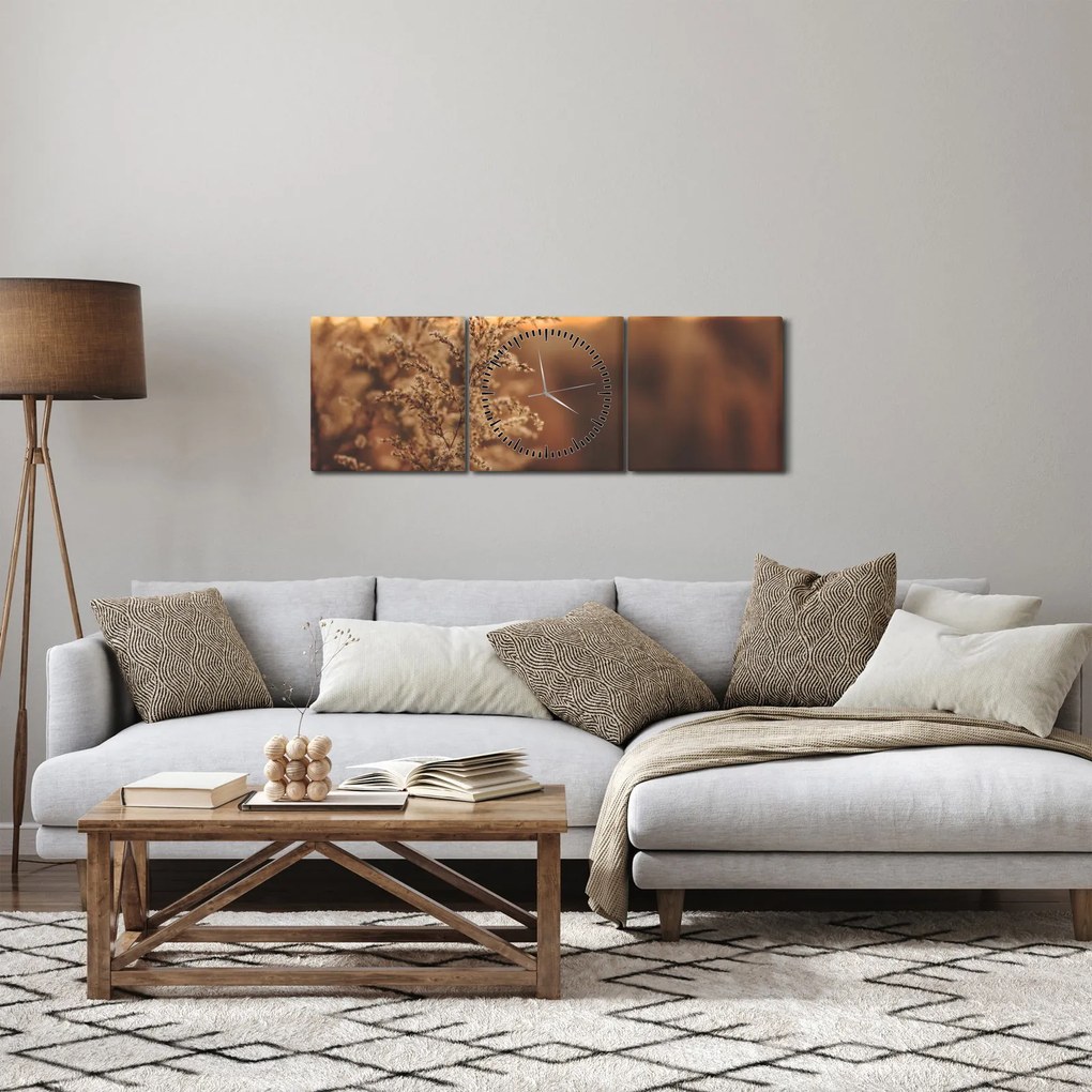 Virágzó fű képe (órával) (90x30 cm)
