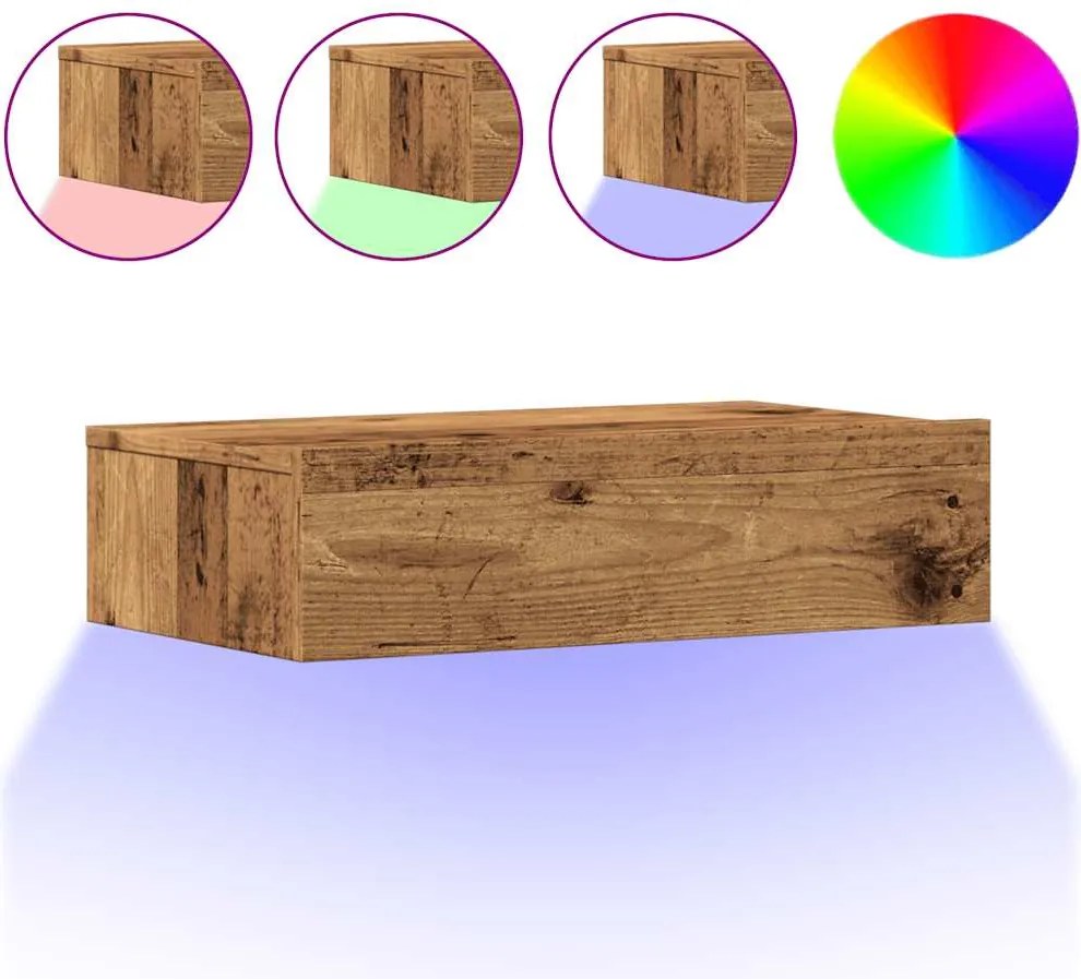 vidaXL 2 db antik fa színű TV-szekrény LED-lámpákkal 60 x 35 x 15,5 cm