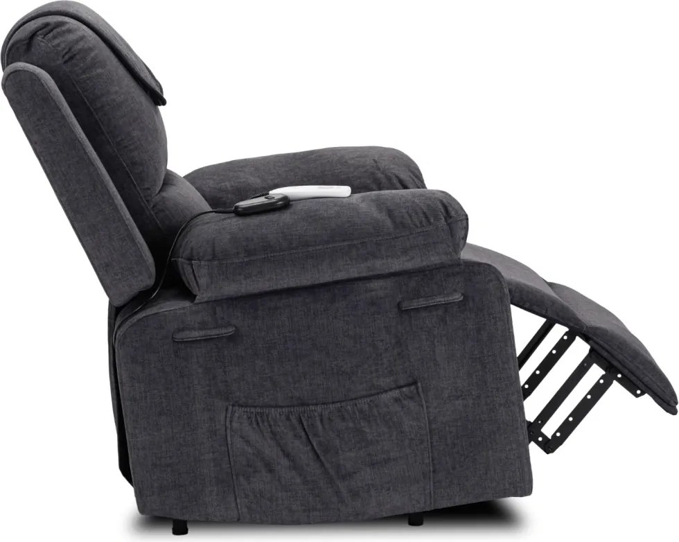 Fotel Masujący Elektrycznie Rozkładany FENIX z Funkcją Wstawania Ciemny Popiel