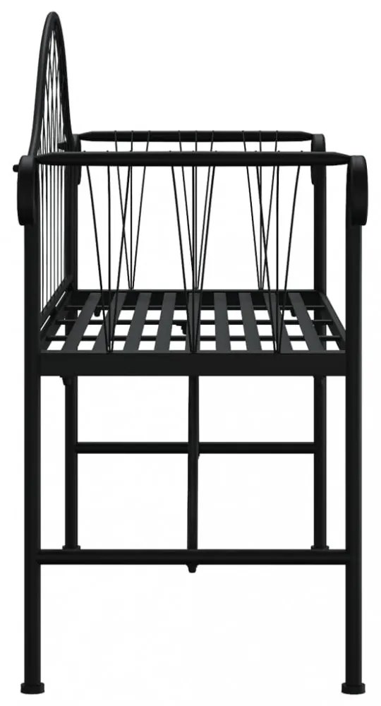 kétszemélyes fekete acél kerti pad 128 cm
