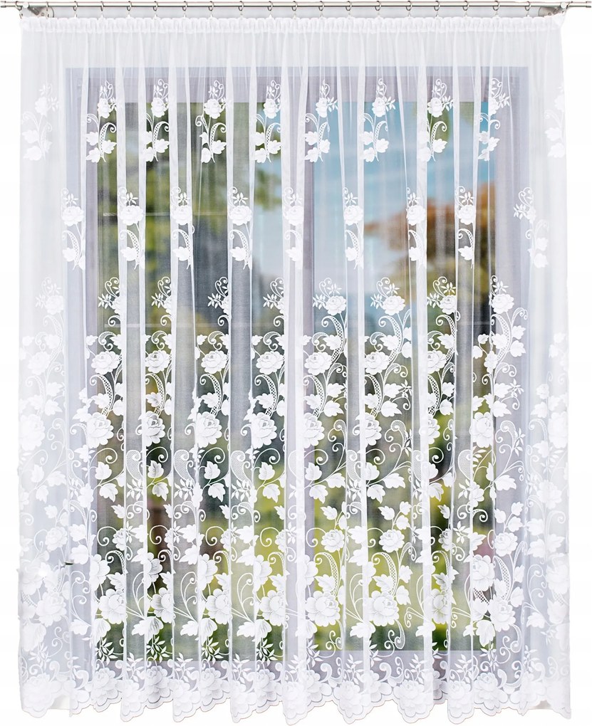 Jacquard mintás függöny 023006, 400x230cm egyenes, virágmintás (szegélyekkel)