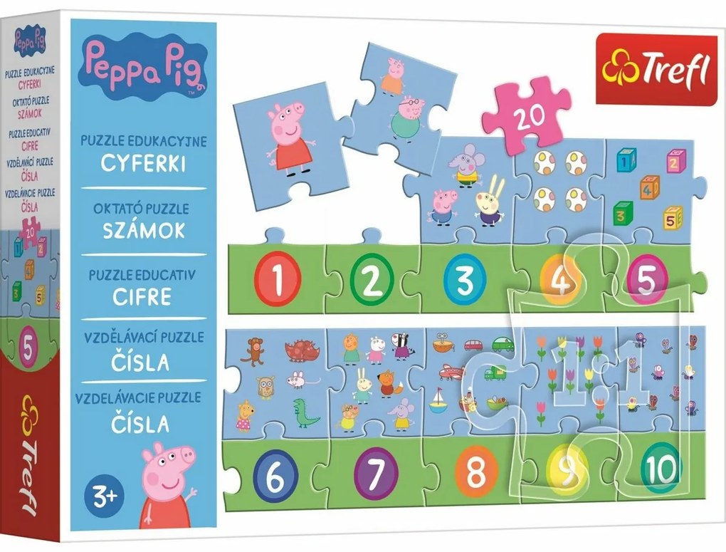 Trefl Oktatási puzzle Számok Peppa Pig, 20 darab