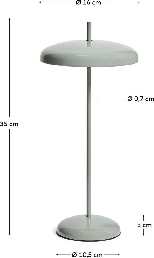 Világoszöld LED dimmelhető asztali lámpa fém búrával (magasság 35 cm) Porte – Kave Home