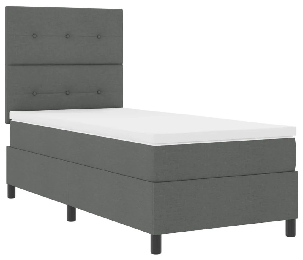 Box Spring Ágy Matraccal Sötét Szürke 90x200 cm Szövet