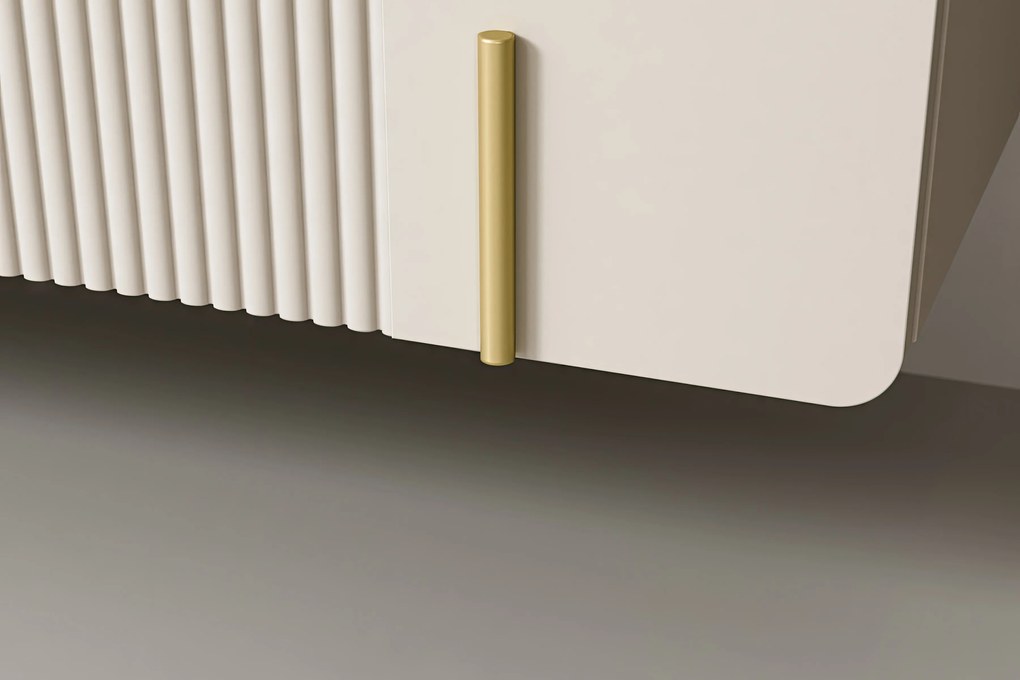 Malmi fali komód 150 cm - kasmír / crema bianca / arany