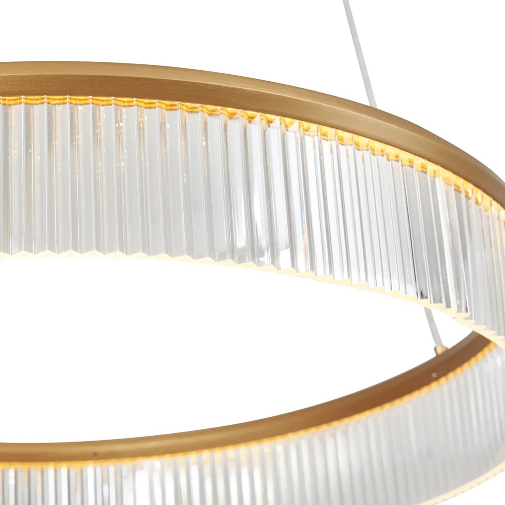 Modern függőlámpa sárgaréz 59cm LED-del, 3 lépésben dimmelhető - Anello csillár