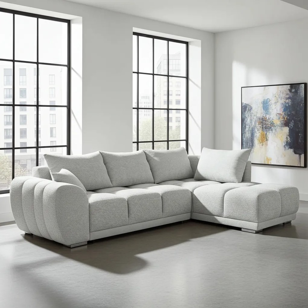 Szürke Összecsukható Sarokülőgarnitúra Alvás Funkcióval Forrest Jobb Oldali Bouckle Szaruhártya