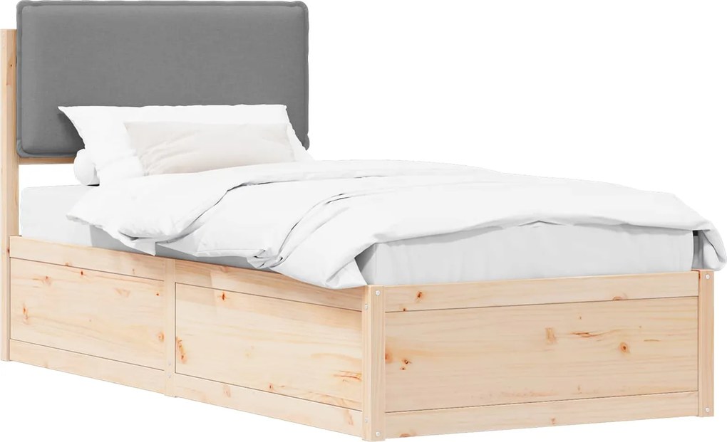 vidaXL Ágykeret Kárpitozott Fejtámlával Világosszürke 80 x 200 cm