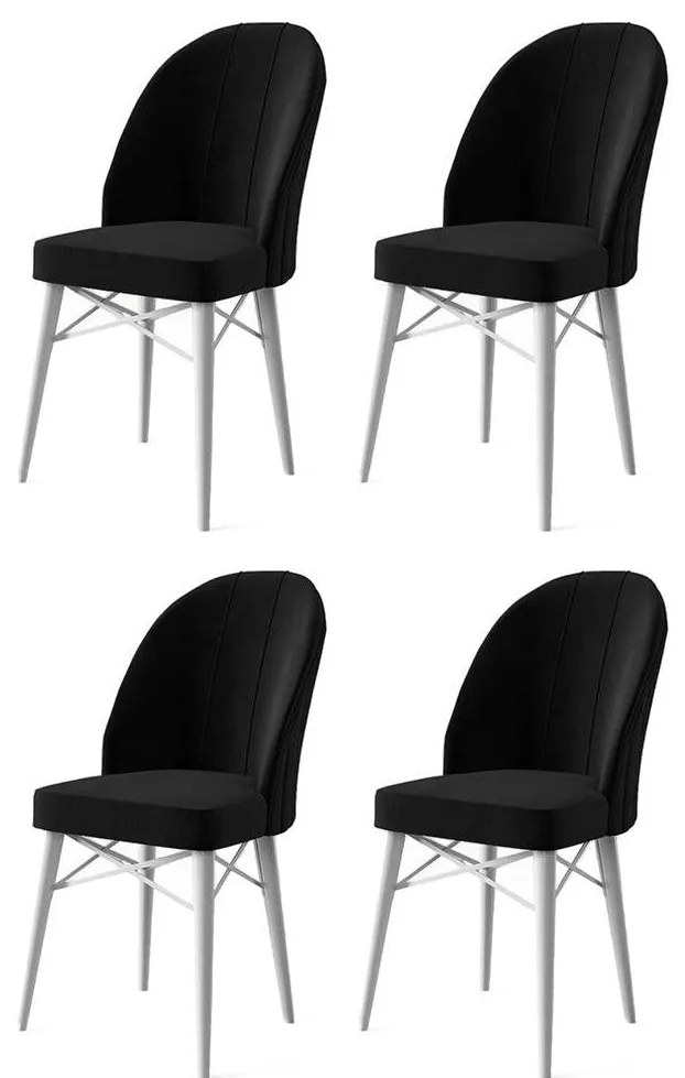 Étkezőszék szett (4 db) Ritim - Fekete, Fehér