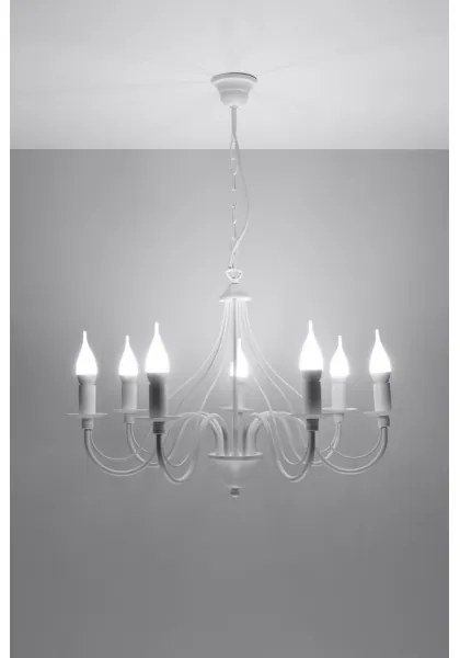 Csillár láncon MINERWA 7 7xE14/40W/230V fehér