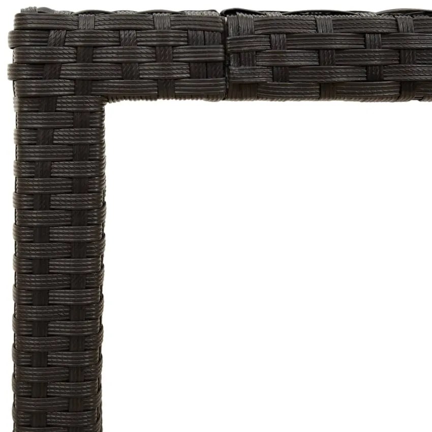fekete polyrattan kerti asztal akácfa lappal 150 x 90 x 75 cm