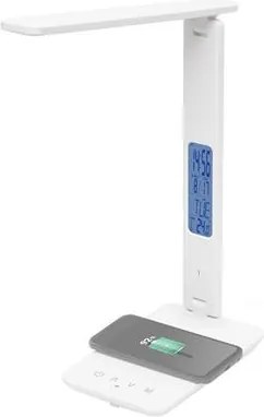 Asztali lámpa, LED, szabályozható, Qi töltővel, USB, HOME, fehér (VLMLA10Q)