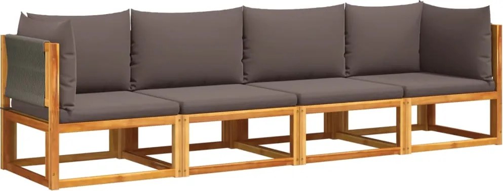 vidaXL 4 részes kerti kanapégarnitúra párnákkal, akácfa és kötél