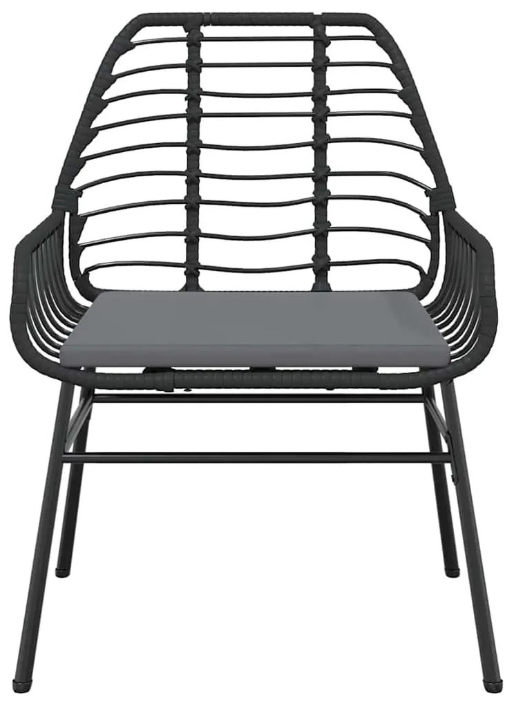 5 részes fekete polyrattan üveg kerti étkezőgarnitúra párnákkal