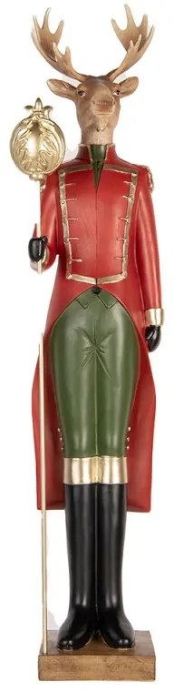 Lord Rudolf piros ruhás szarvas vintage karácsonyi dekor figura 81 cm