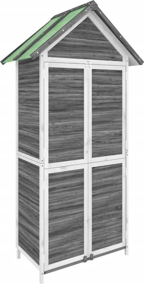 vidaXL szürke tömör fenyőfa kerti szerszámtároló 89 x 52,5 x 175 cm