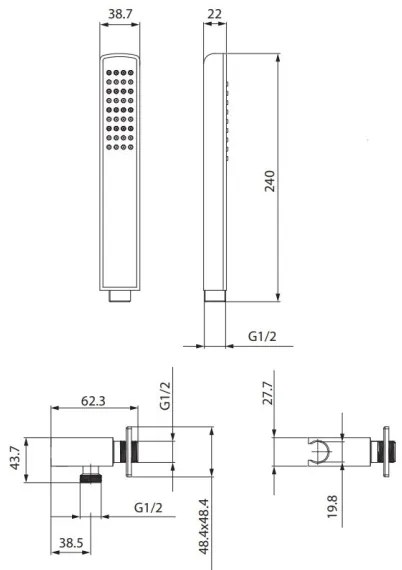 Cersanit S951-522 MILLE zuhanyszett, fényes króm kivitel