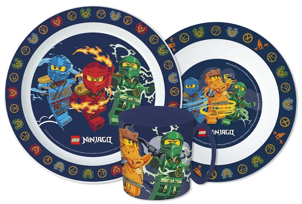 Lego Ninjago Elemental étkészlet, micro műanyag szett bögrével 390 ml