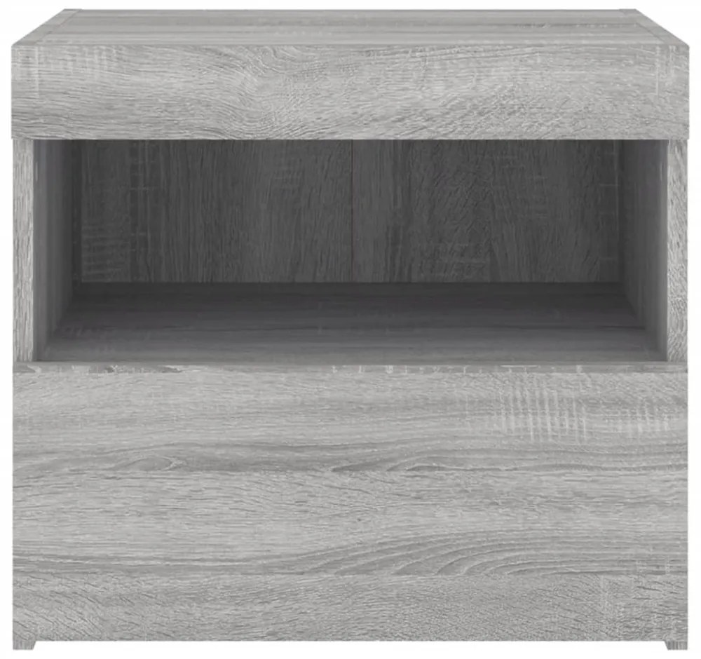 2 db szürke sonoma színű éjjeliszekrény LED-ekkel 50x40x45 cm
