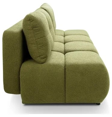 NUORO zöld, kihúzható háromszemélyes kanapé tárolórésszel