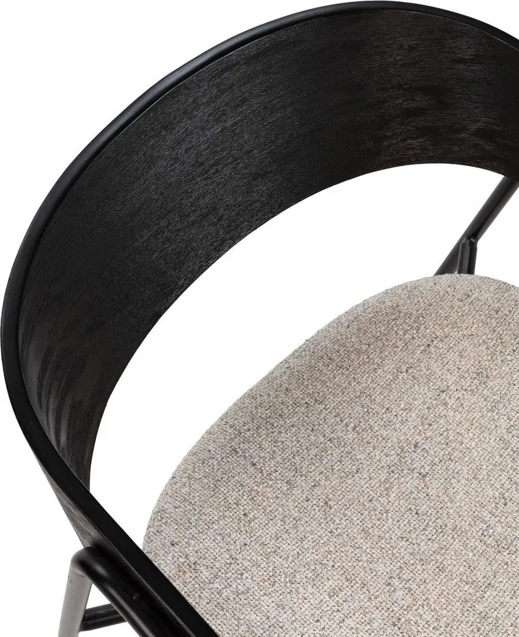 Fekete-bézs kárpitozott karfás étkezőfotel szett 2 db-os Cora – MOME