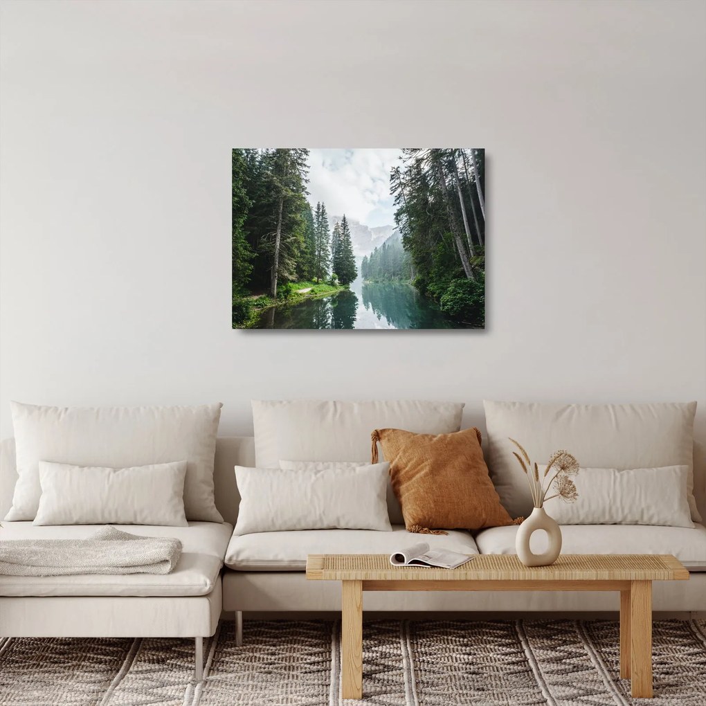 Kép az erdei tóról (üvegen) (70x50 cm)
