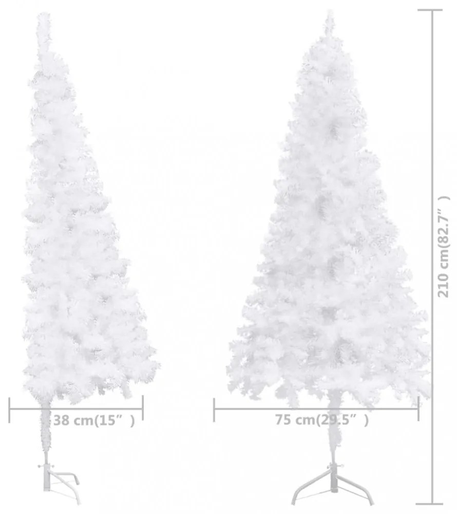 fehér PVC sarok műkarácsonyfa 210 cm